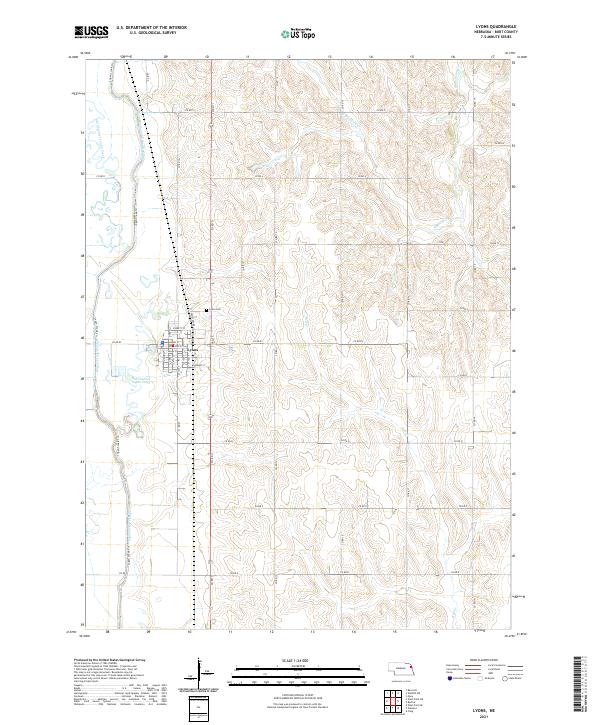 Lyons, NE — USGS 7.5-minute topo (2021)