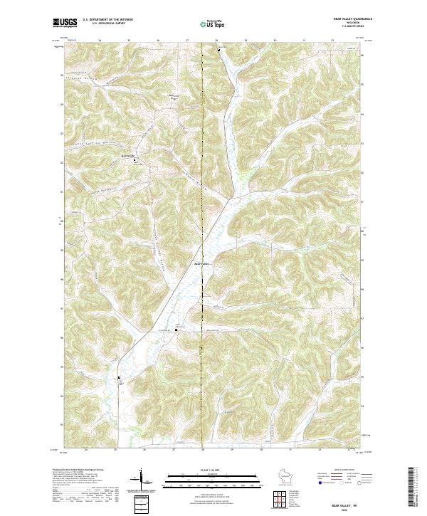 Bear Valley, WI — USGS 7.5-minute topo (2022)