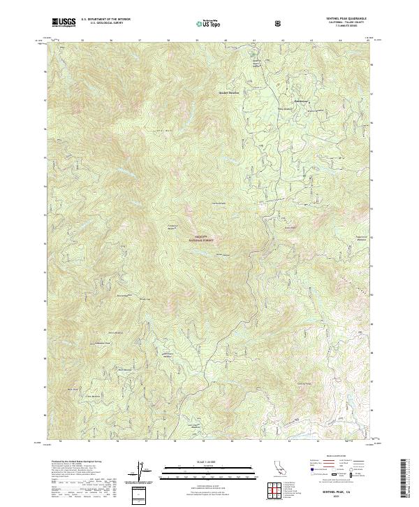 Sentinel Peak, CA — USGS 7.5-minute topo (2021)