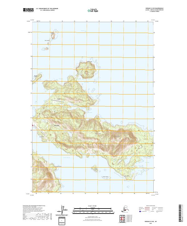 Kodiak D-2 NE, AK — USGS 7.5-minute topo (2021)