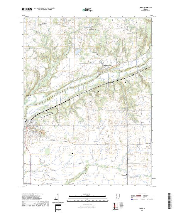 Attica, IN — USGS 7.5-minute topo (2022)