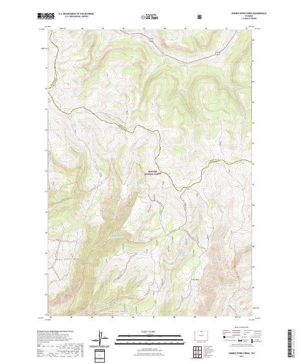 Hidden Tepee Creek, WY — USGS 7.5-minute topo (2021)