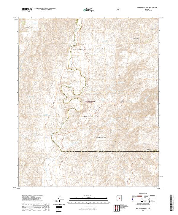 Wet Bottom Mesa, AZ — USGS 7.5-minute topo (2021)