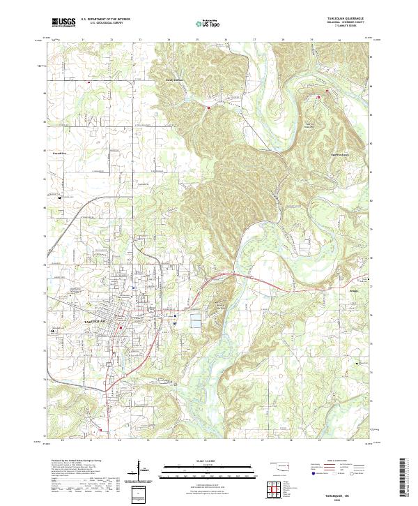 Tahlequah, OK — USGS 7.5-minute topo (2022)