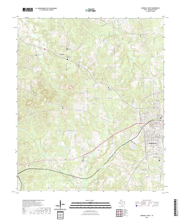 Marshall West, TX — USGS 7.5-minute topo (2022)