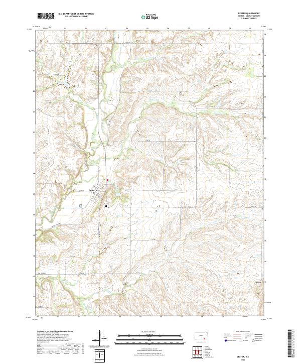 Dexter, KS — USGS 7.5-minute topo (2022)