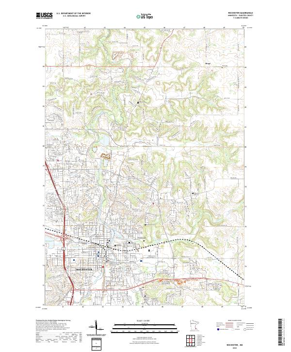 Rochester, MN — USGS 7.5-minute topo (2022)