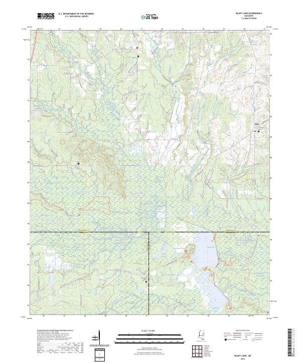 Bluff Lake, MS — USGS 7.5-minute topo (2024)