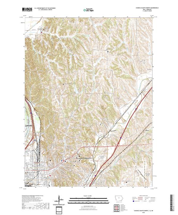 Council Bluffs North, IA-NE — USGS 7.5-minute topo (2022)