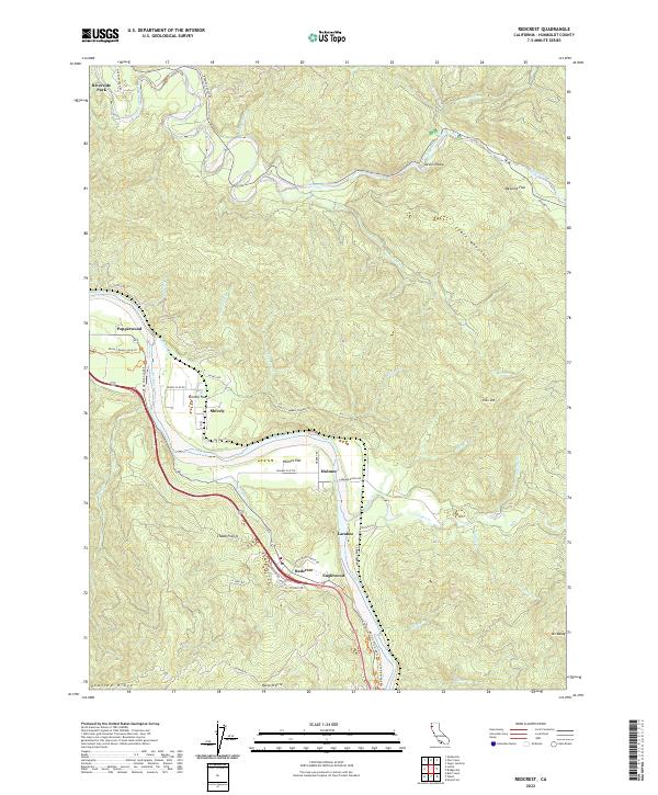 Redcrest, CA — USGS 7.5-minute topo (2022)