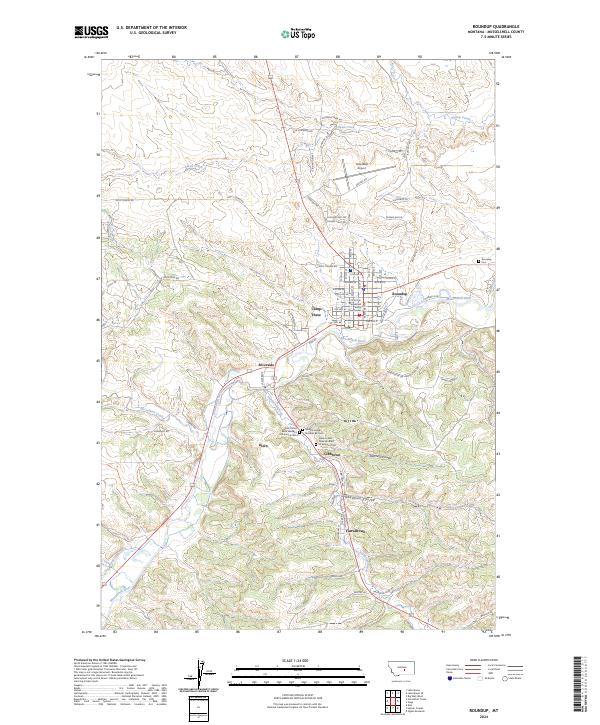 Roundup, MT — USGS 7.5-minute topo (2024)
