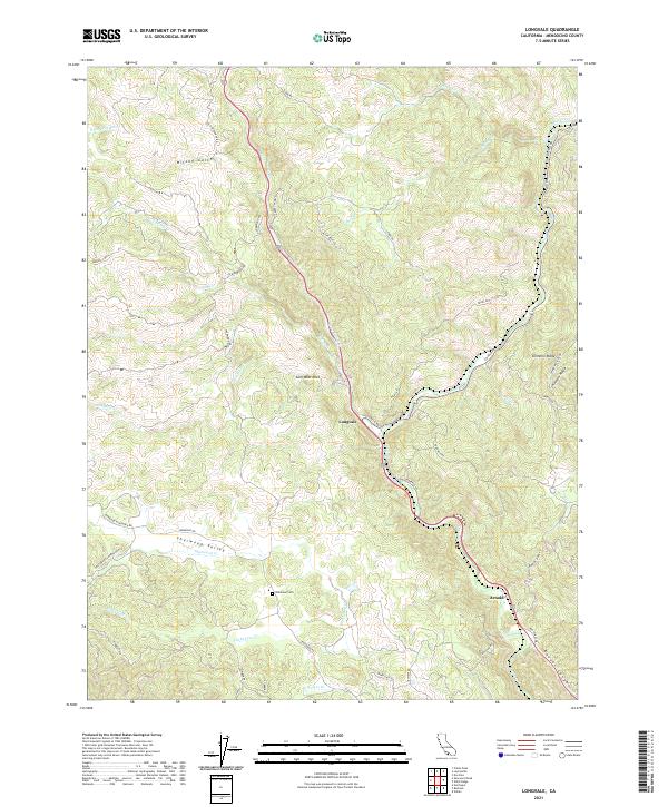 Longvale, CA — USGS 7.5-minute topo (2021)