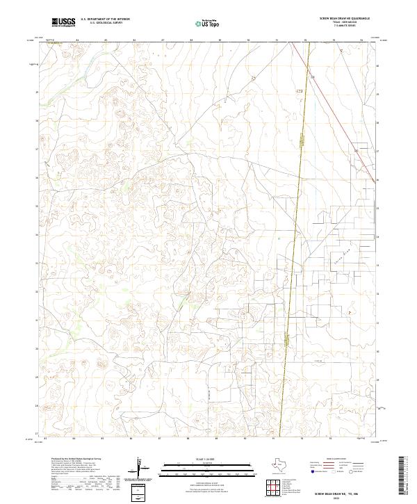 Screw Bean Draw NE, TX-NM — USGS 7.5-minute topo (2022)