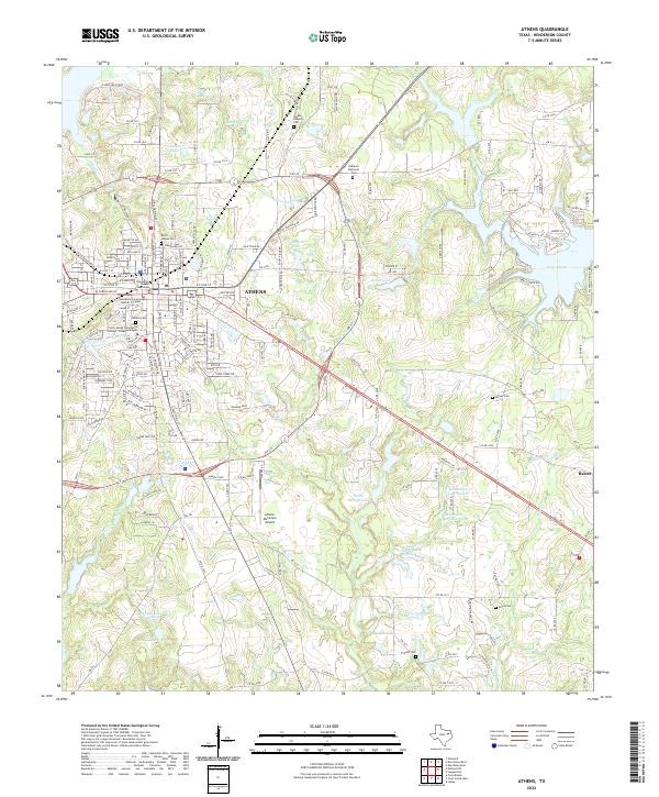 Athens, TX — USGS 7.5-minute topo (2022)