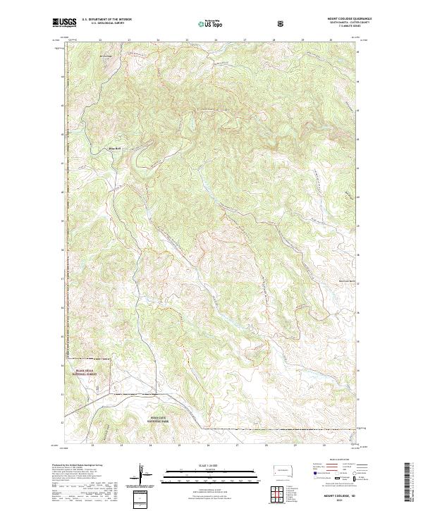 Mount Coolidge, SD — USGS 7.5-minute topo (2021)
