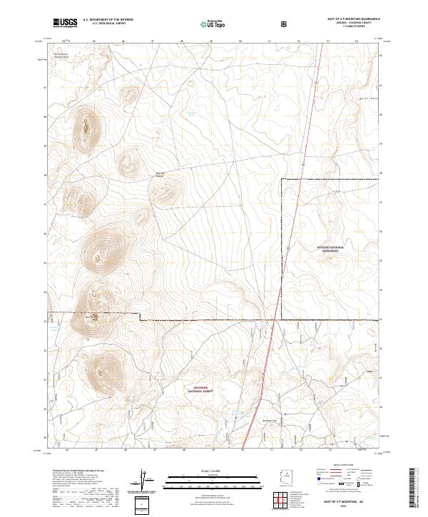 East of S P Mountain, AZ — USGS 7.5-minute topo (2021)