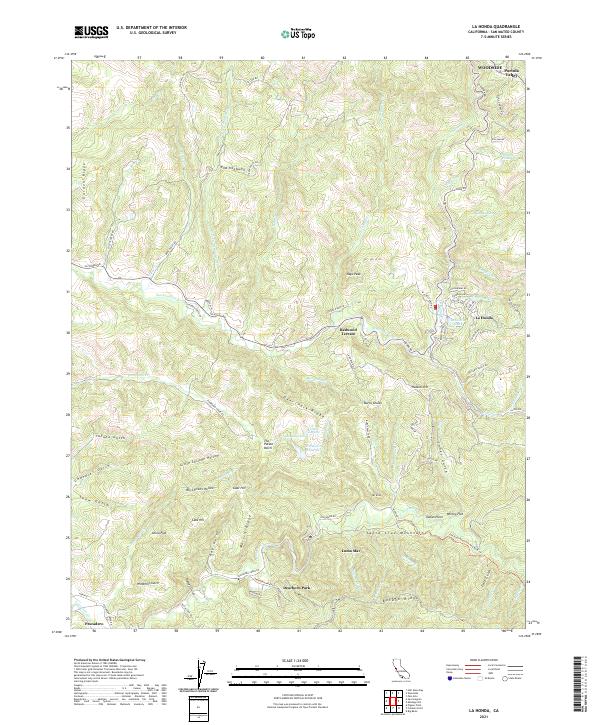 La Honda, CA — USGS 7.5-minute topo (2021)
