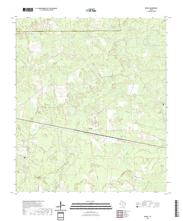 Bragg, TX — USGS 7.5-minute topo (2022)