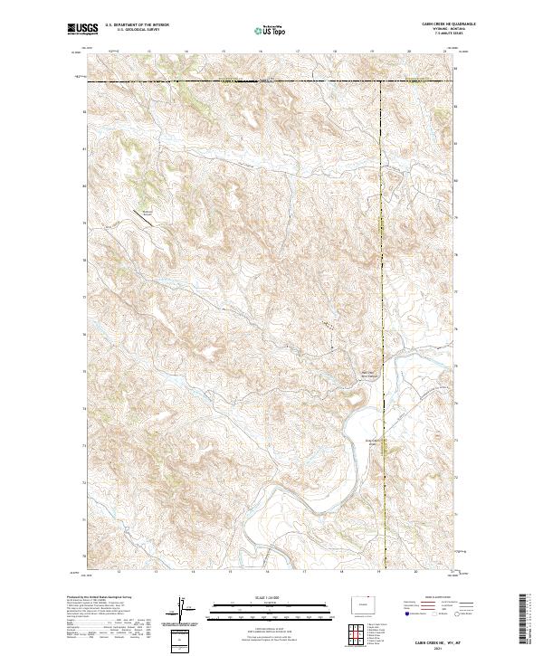 Cabin Creek NE, WY-MT — USGS 7.5-minute topo (2021)