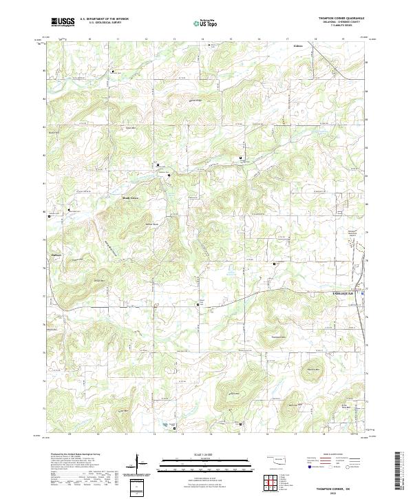 Thompson Corner, OK — USGS 7.5-minute topo (2022)