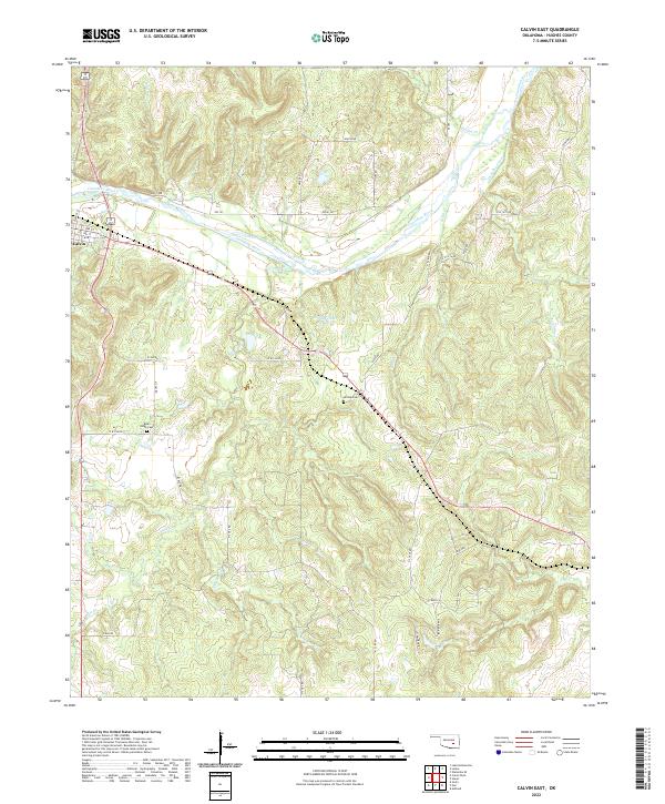 Calvin East, OK — USGS 7.5-minute topo (2022)