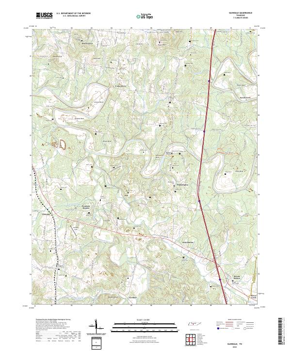 Glendale, TN — USGS 7.5-minute topo (2022)