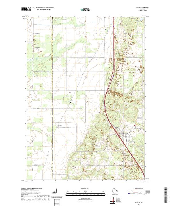 Coloma, WI — USGS 7.5-minute topo (2022)