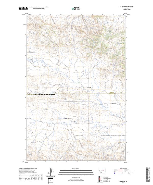 Valentine, MT — USGS 7.5-minute topo (2024)