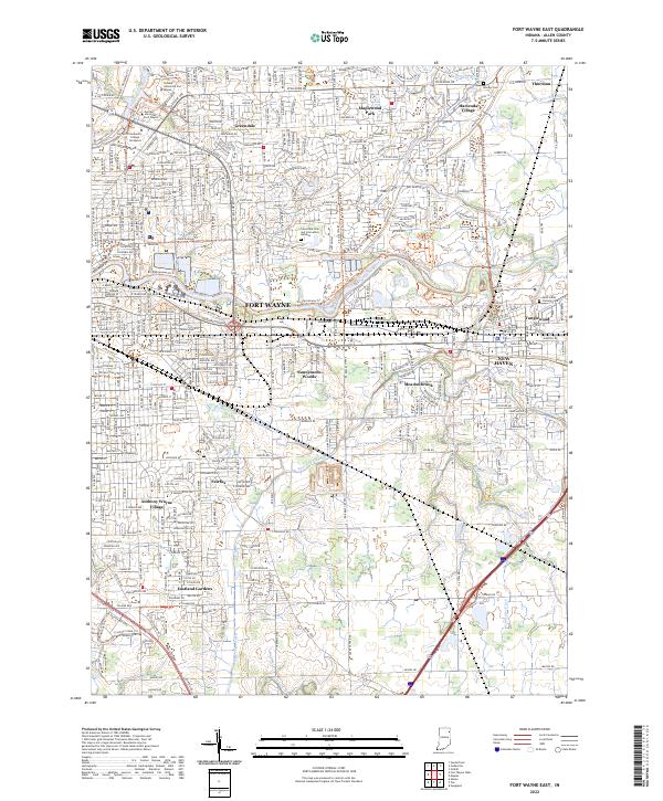 Fort Wayne East, IN — USGS 7.5-minute topo (2022)