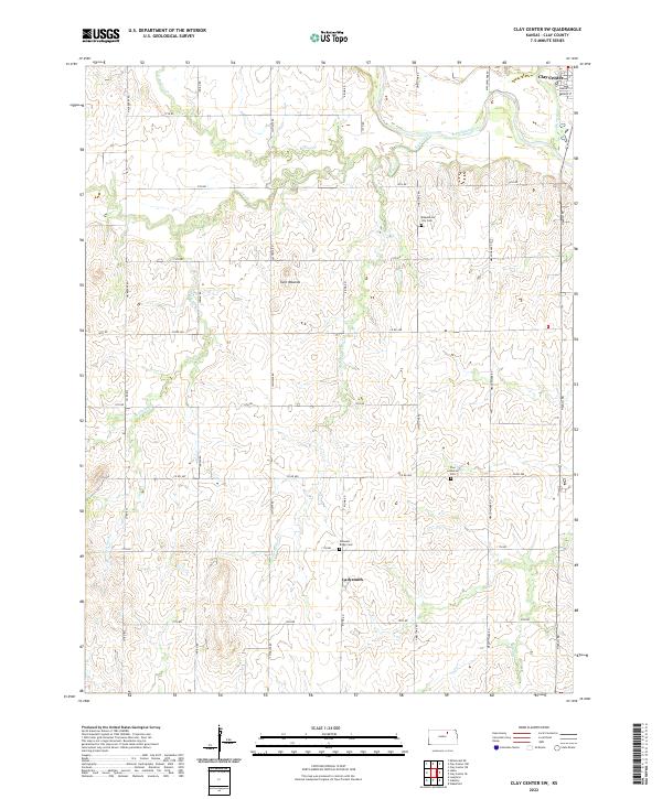 Clay Center SW, KS — USGS 7.5-minute topo (2022)