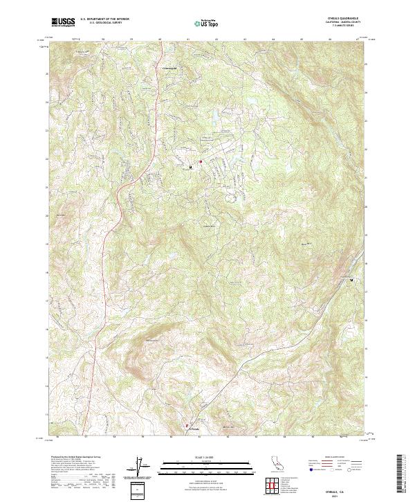 O'Neals, CA — USGS 7.5-minute topo (2021)