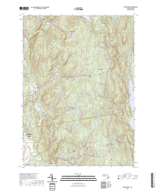 Shutesbury, MA — USGS 7.5-minute topo (2024)