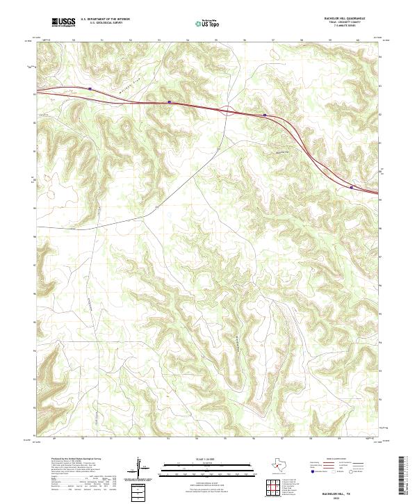 Bachelor Hill, TX — USGS 7.5-minute topo (2022)