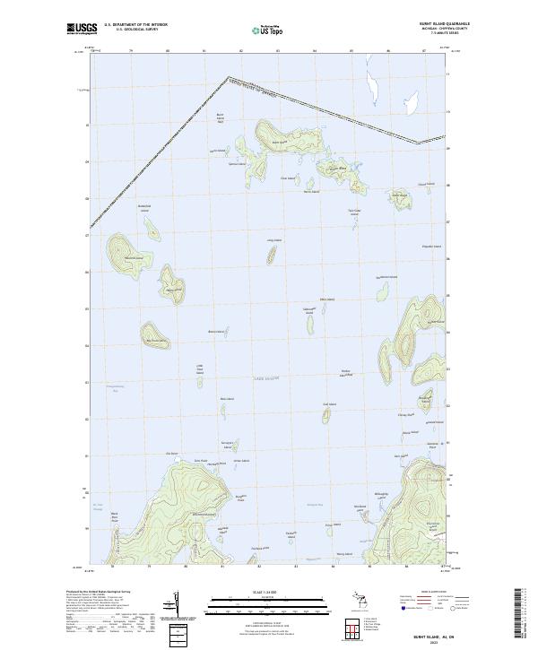Burnt Island, MI-ON — USGS 7.5-minute topo (2023)