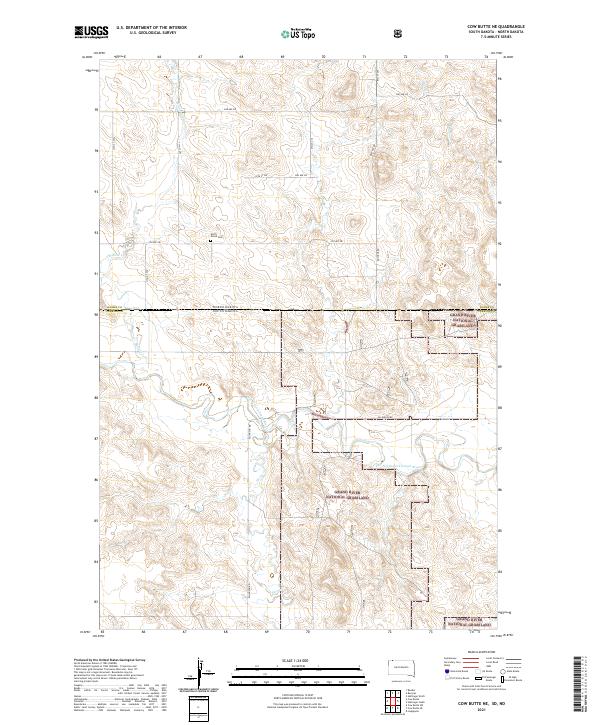 Cow Butte NE, SD-ND — USGS 7.5-minute topo (2021)