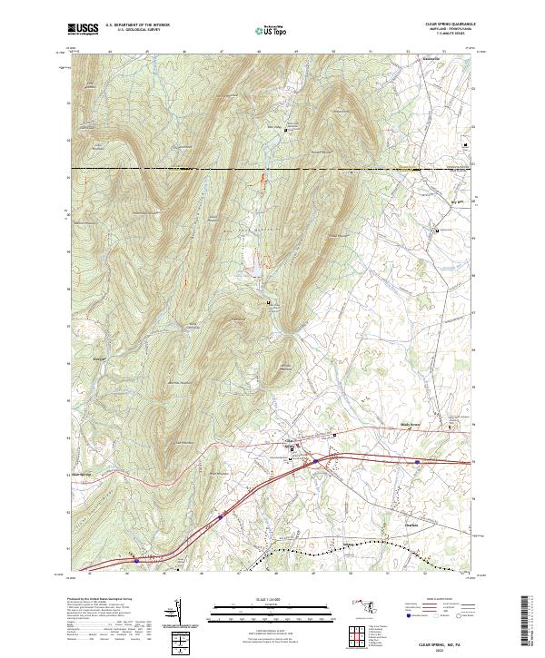Clear Spring, MD-PA — USGS 7.5-minute topo (2023)