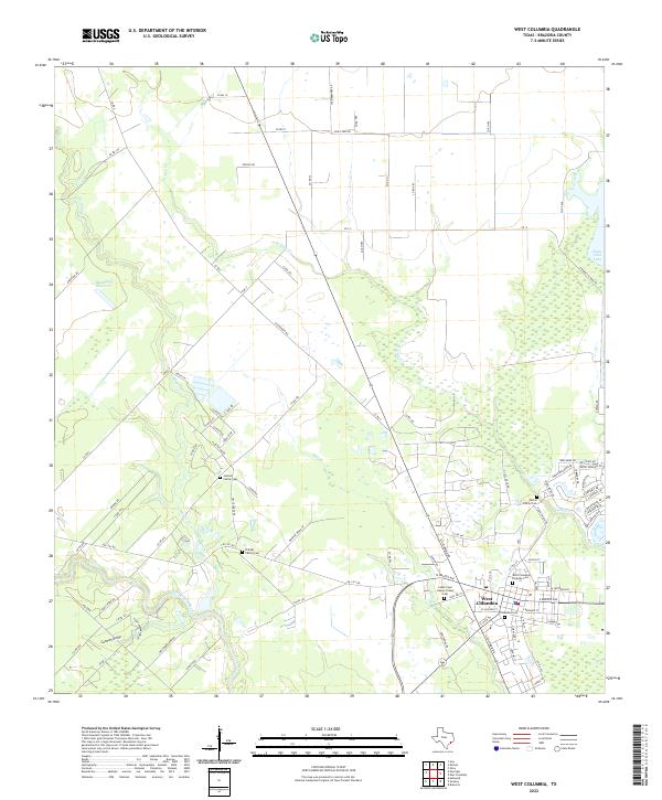 West Columbia, TX — USGS 7.5-minute topo (2022)
