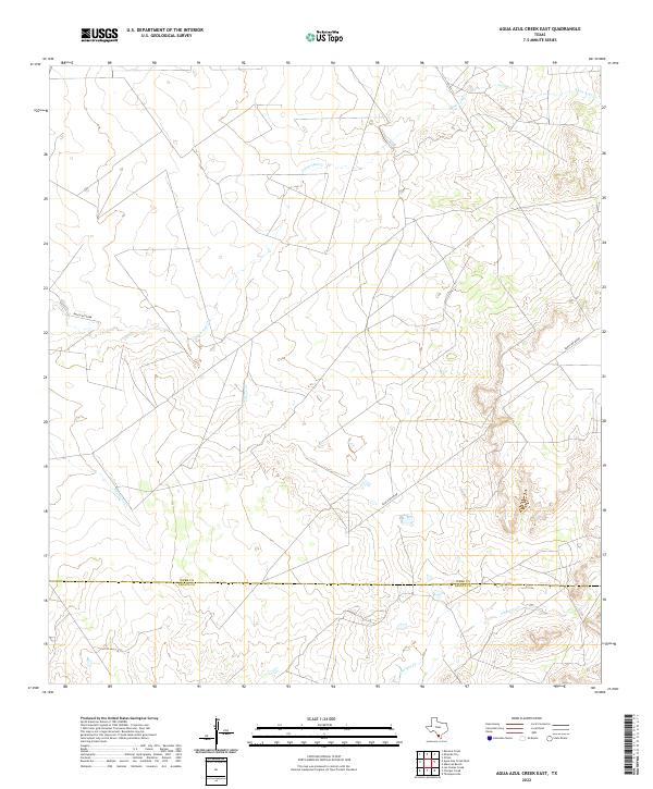 Agua Azul Creek East, TX — USGS 7.5-minute topo (2022)