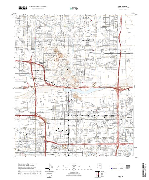 Tempe, AZ — USGS 7.5-minute topo (2021)