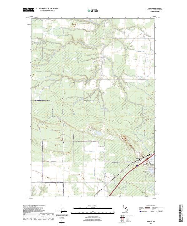 Kinross, MI — USGS 7.5-minute topo (2023)