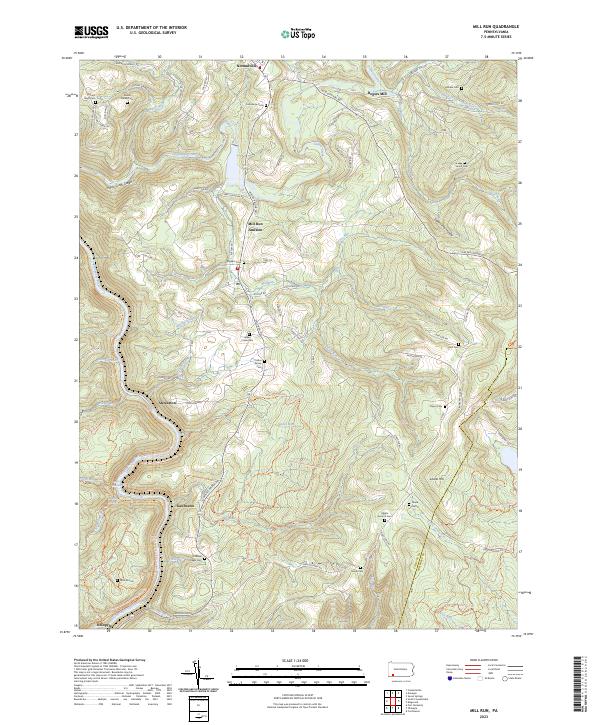 Mill Run, PA — USGS 7.5-minute topo (2023)
