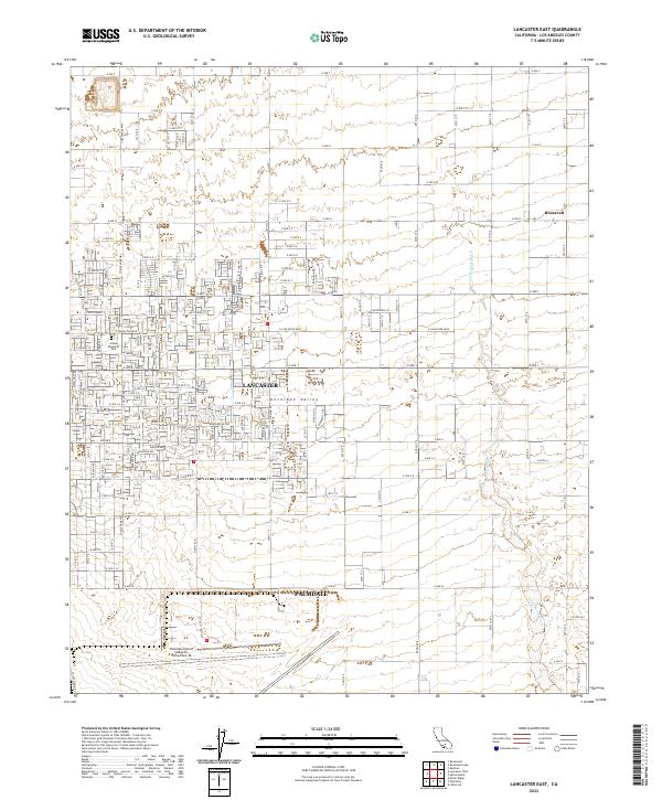 Lancaster East, CA — USGS 7.5-minute topo (2022)
