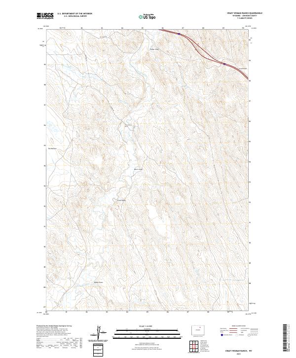 Crazy Woman Ranch, WY — USGS 7.5-minute topo (2021)