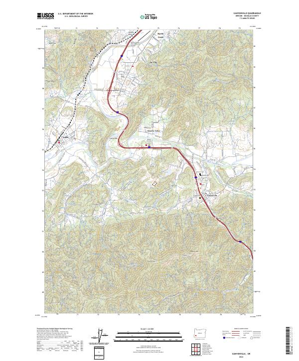 Canyonville, OR — USGS 7.5-minute topo (2024)