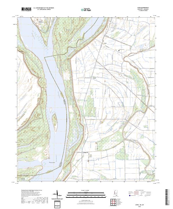 Avon, MS-AR — USGS 7.5-minute topo (2024)