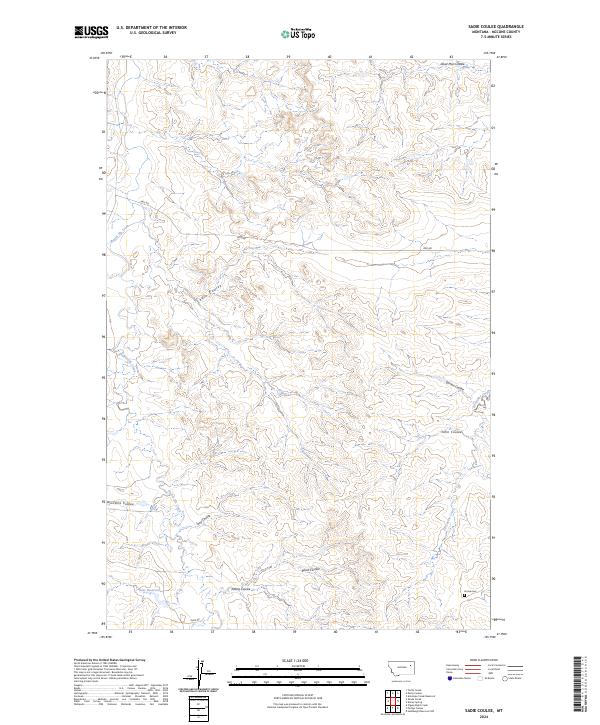 Sadie Coulee, MT — USGS 7.5-minute topo (2024)