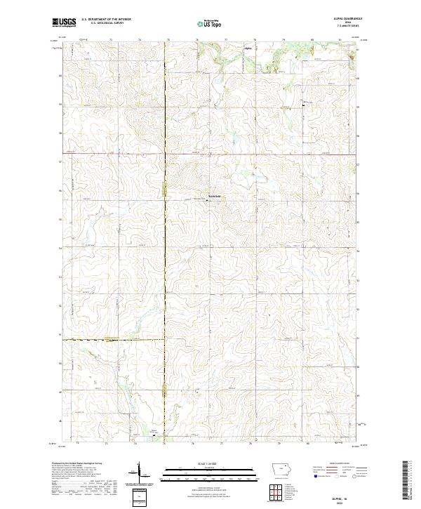 Alpha, IA — USGS 7.5-minute topo (2022)