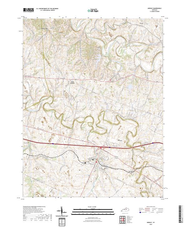 Midway, KY — USGS 7.5-minute topo (2022)