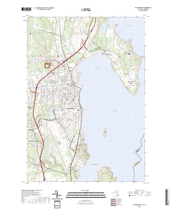 Plattsburgh, NY-VT — USGS 7.5-minute topo (2023)