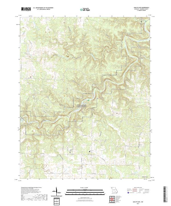 Jam Up Cave, MO — USGS 7.5-minute topo (2021)